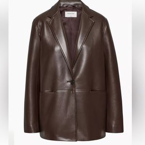 Aritzia Faux Leather brown blazer